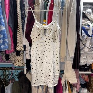 White Polka Dot Bow Slip Dress